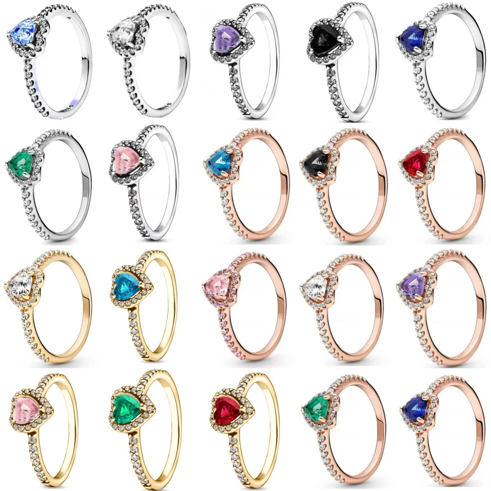 925 فضة خاتم أبيض وردي أحمر أخضر أزرق حجر تشيكوسلوفاكيا خواتم للنساء مجوهرات الأزياء اكسسوارات هدايا الزفاف حزب #1