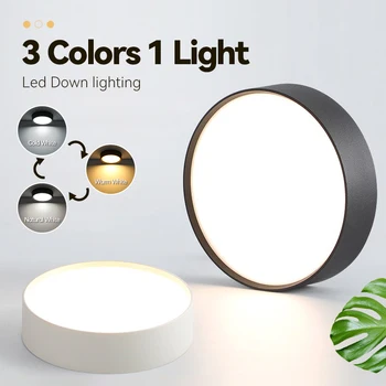 LED 다운라이트 스팟 표면 장착 패널 조명, 2024 천장 램프, 가정용 주방 룸용 미니 LED 스포트 라이트, 3 가지 색상 변경, 220v 