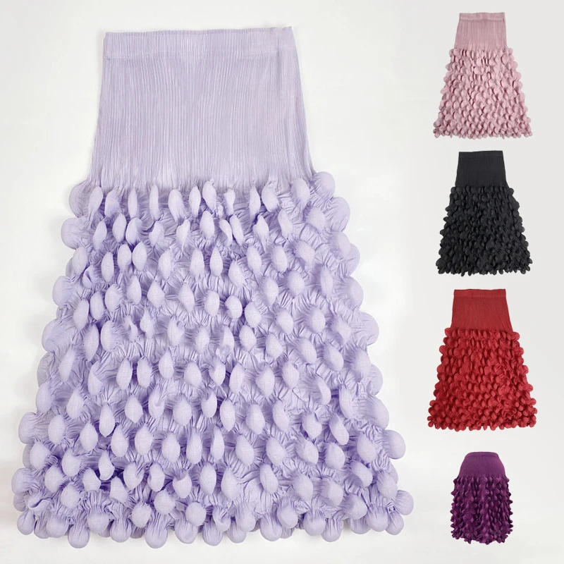 

ALSEY Miyake Long Skirts for Women Fashion 2023 New Sense Streetwear Three-dimensional Shape Design Durian Retro Pleated Skirt