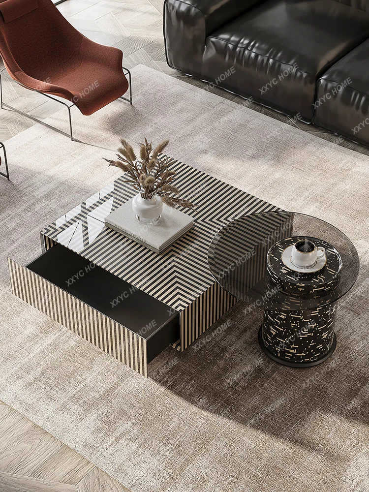 Y Small apartment living room home creative zebra pattern square coffee table