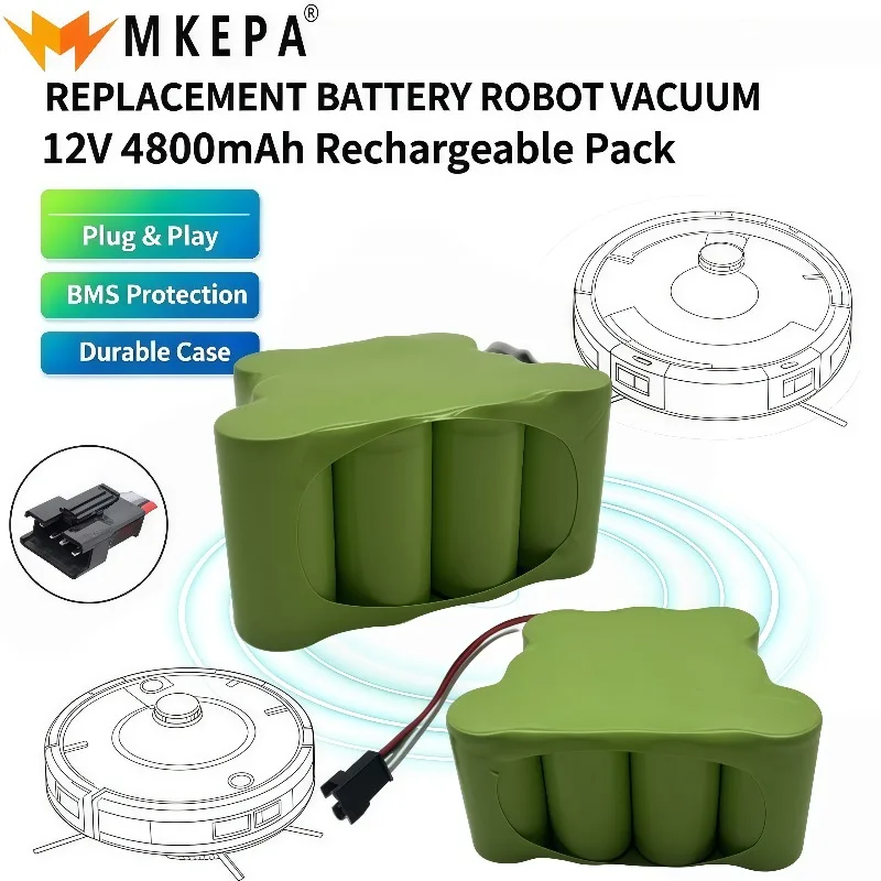 3000mAh-12800mAh 12V Li-ion Rechargeable Battery Pack, Compatible with ECOVACS 800 810 830 CEN82 Robot Aspirator