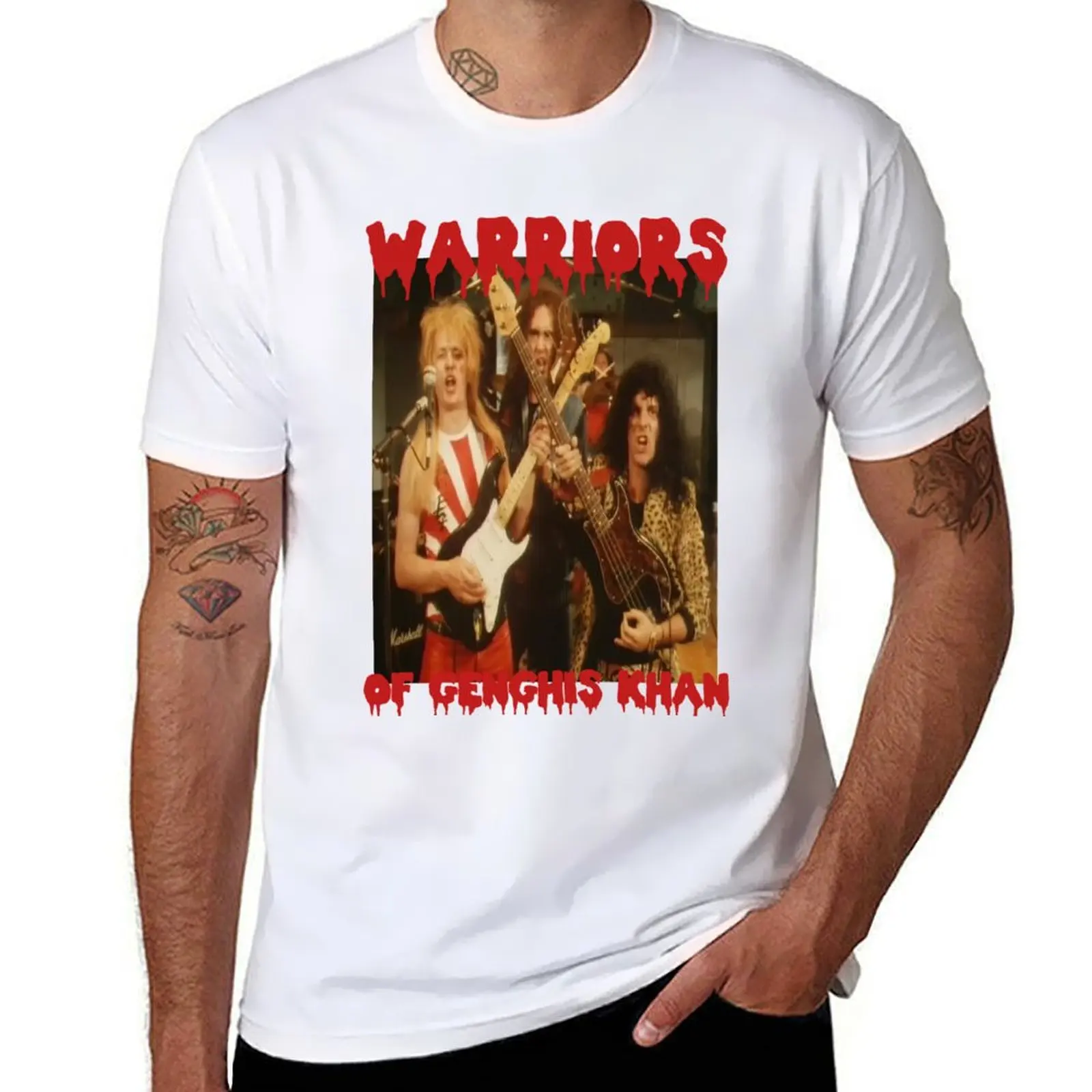 

The Young Ones Bottom Warriors of Genghis Khan Heavy metal band T-Shirt t shirts for man pack cotton T-Shirt