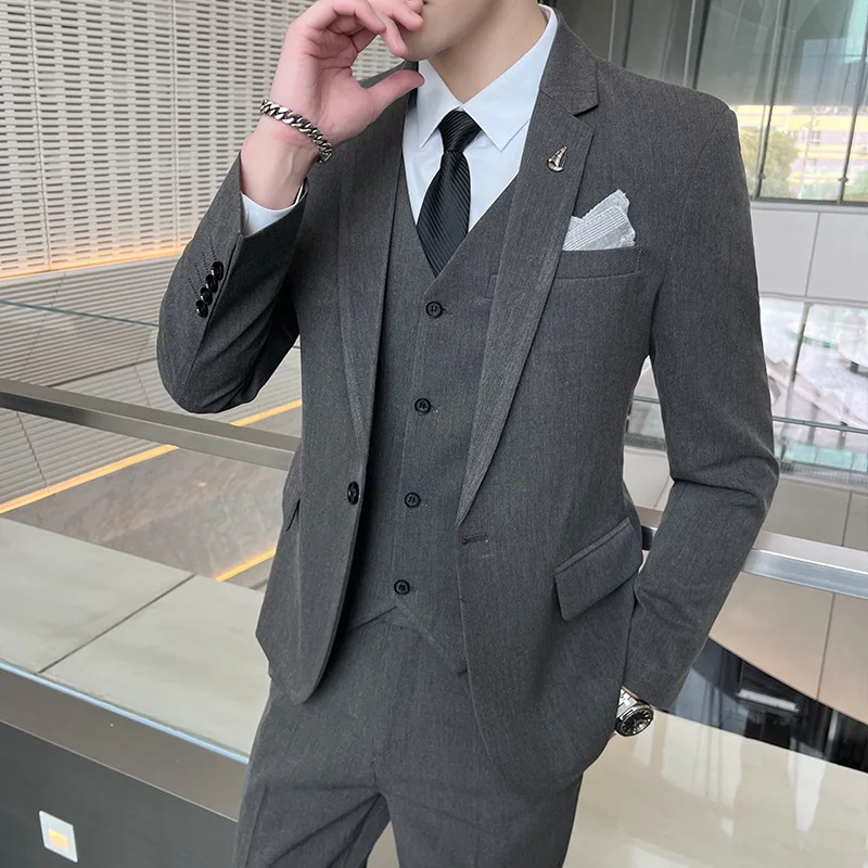 HH361Men's suits, casual business suits, slim fit, best man, groom, wedding dress, suit three piece suit, Phoenix Sand