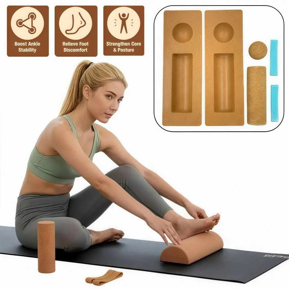 Cork Balance Board Knöchelstabilitätstrainer Verbesserte Fußfunktion Fußstärker Halbkreis Tragbare Yoga-Massagesäule