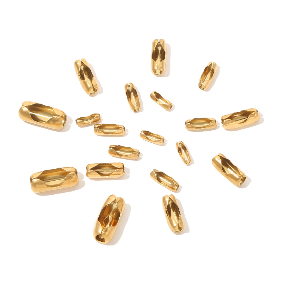 

20pcs Stainless Steel Ball Chain Connectors Clasps For Jewelry Making DIY PVD Gold Beads Cap Cover Stoppers Clasp Accessories