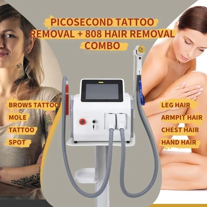 

Diode Laser 1064 755 808nm Painless Hair Removal Machine 2-in-1 Laser Nd Yag Tattoo Removal Equipment Skin Rejuvenation Salon