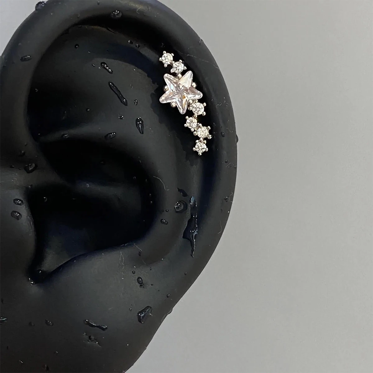 1 unidad de pendientes de tuerca de estrellas con tornillo CZ a la moda de Color plateado para mujer, joyería fina minimalista, pendientes de lóbulo plano de cartílago de hélice de oreja