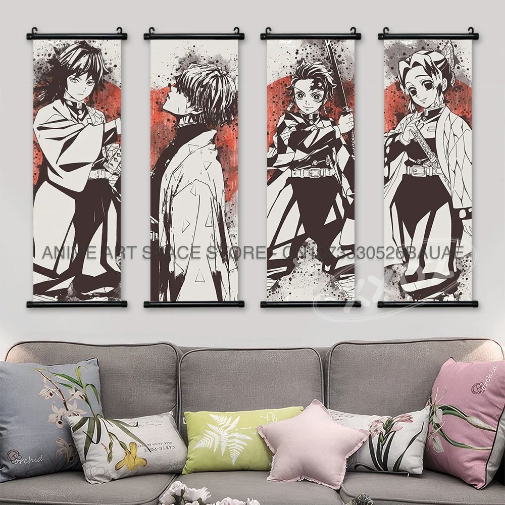 Demon Slaye Hanging Painting Anime Posters Home Decor Canvas Rengoku Kyoujurou Wall Artwork Bedroom Anime Pictures Easter Gift