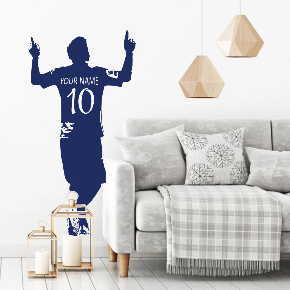 Custom Name Soccer Player Jersey Wall Sticker Decal Children Bedroom Playroom Football Super Star Home Decor