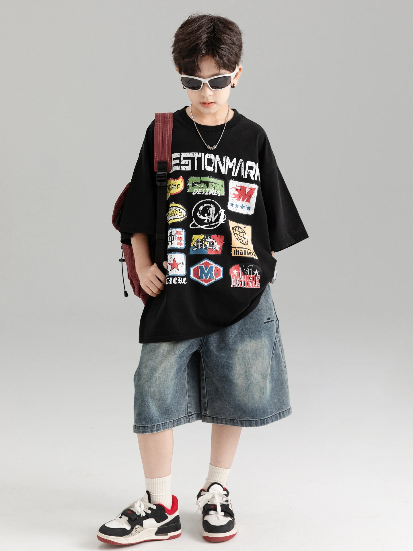 cool-trendy-kids-summer-outfit-short-sleeve-two-piece-set-for-boys-ages-3-17-comfortable-breathable-sporty-style-machine-wash