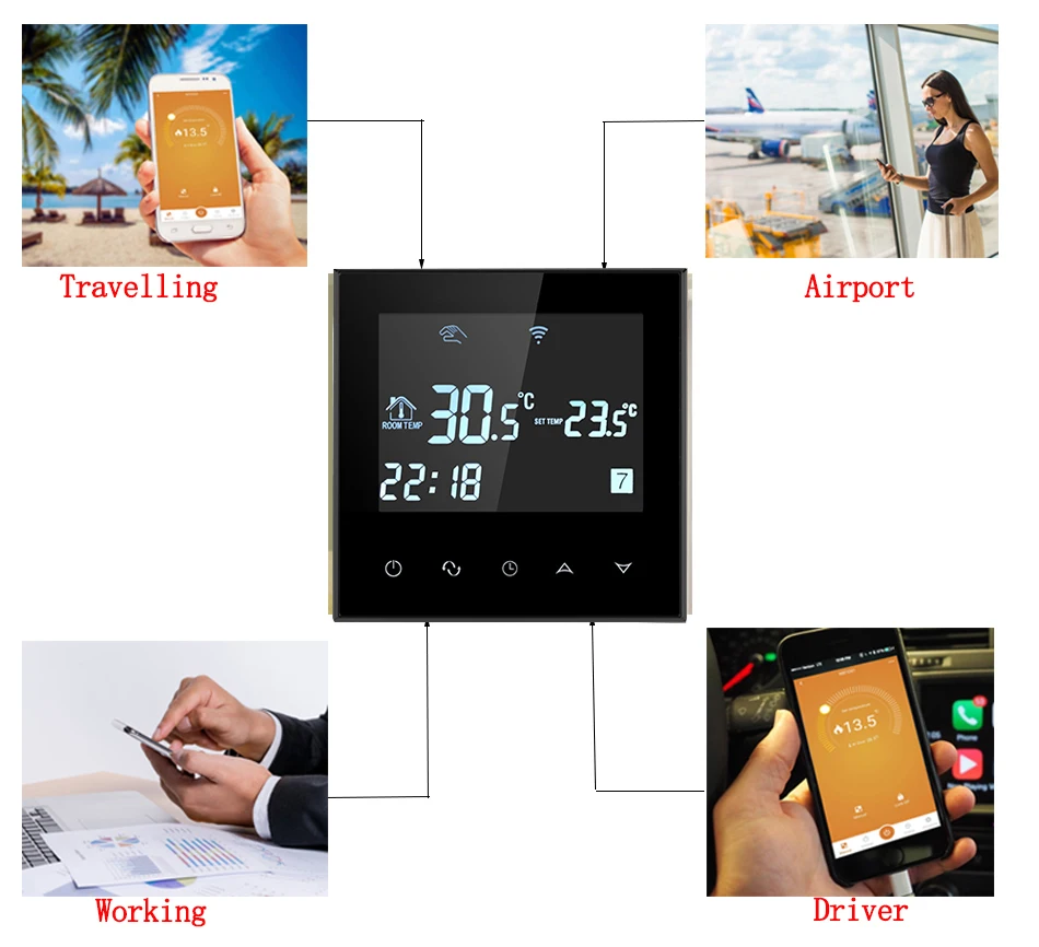 Tuya Memory Function Touch Screen  LCD Weekly Programmable Smart Home Wifi Room Thermostat Used for Floor Electric Heating Part