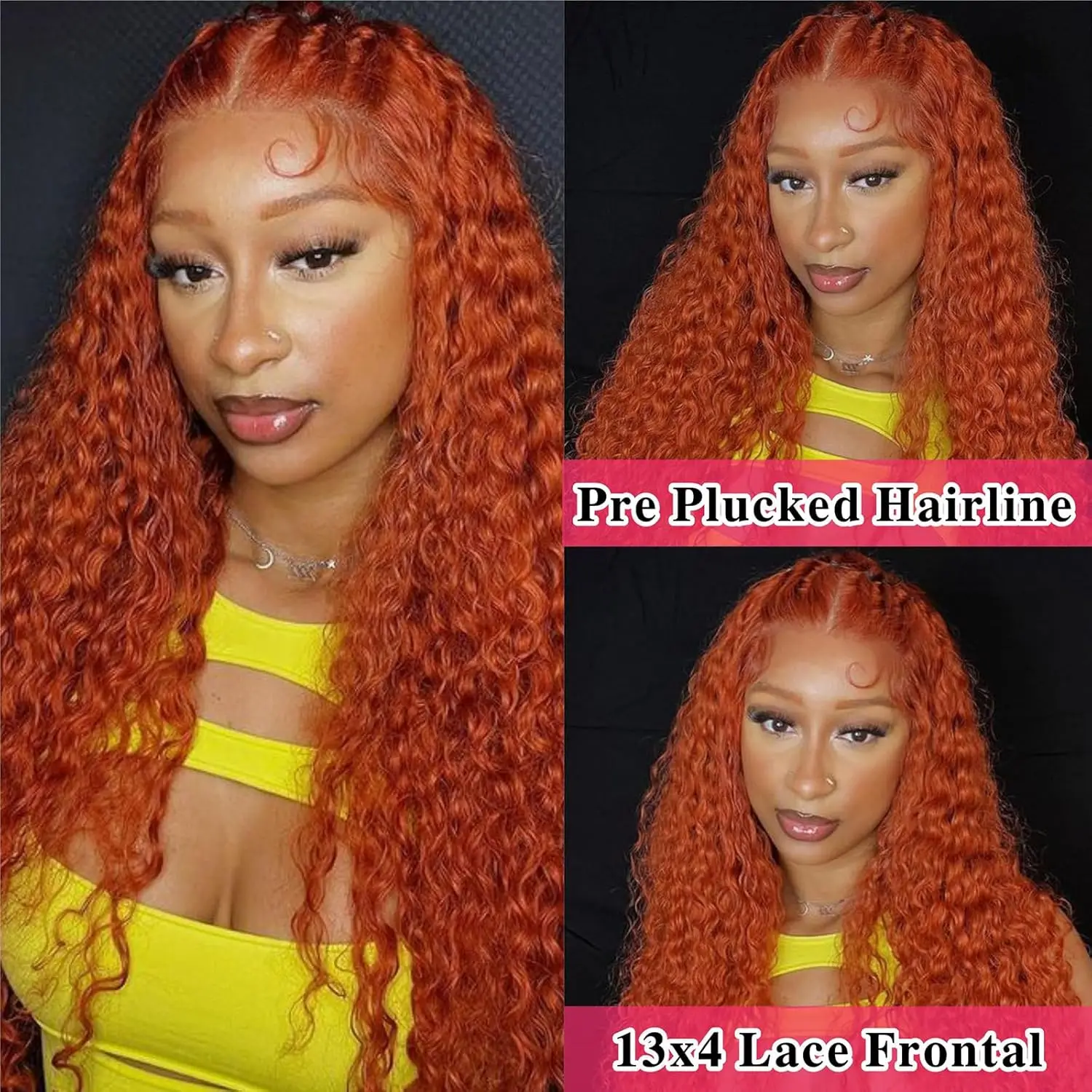 Ginger Deep Wave Lace Front Wigs Human Hair 30 Inch Wigs Human Hair 13x4 250% Density HD Lace Front Wigs Human Hair Black Women view 4