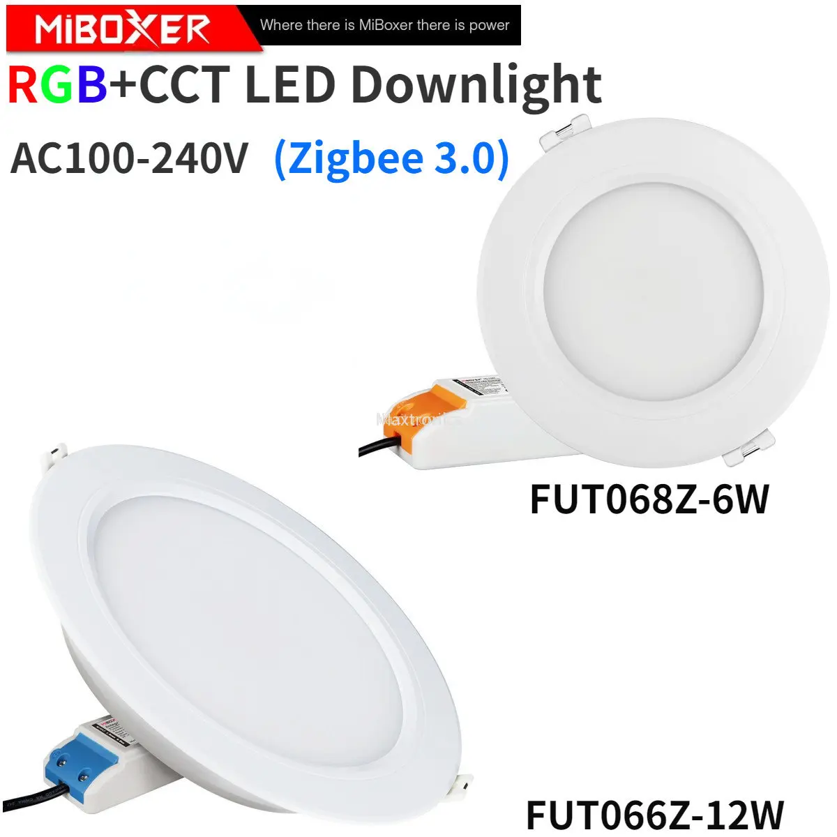 

Miboxer Zigbee 3.0 LED Downlight 6W/12W RGB+CCT Ceiling Lamp AC100~240V Through Tuya APP Or Voice Control For Smart Home Lights