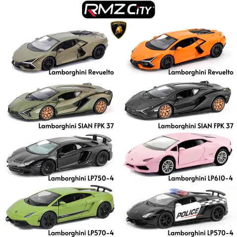 1/36 Lamborghini Super Sport Toy Car Model For Children RMZ CiTY Diecast Metal Miniature Pull Back Collection Gift Kid Boys