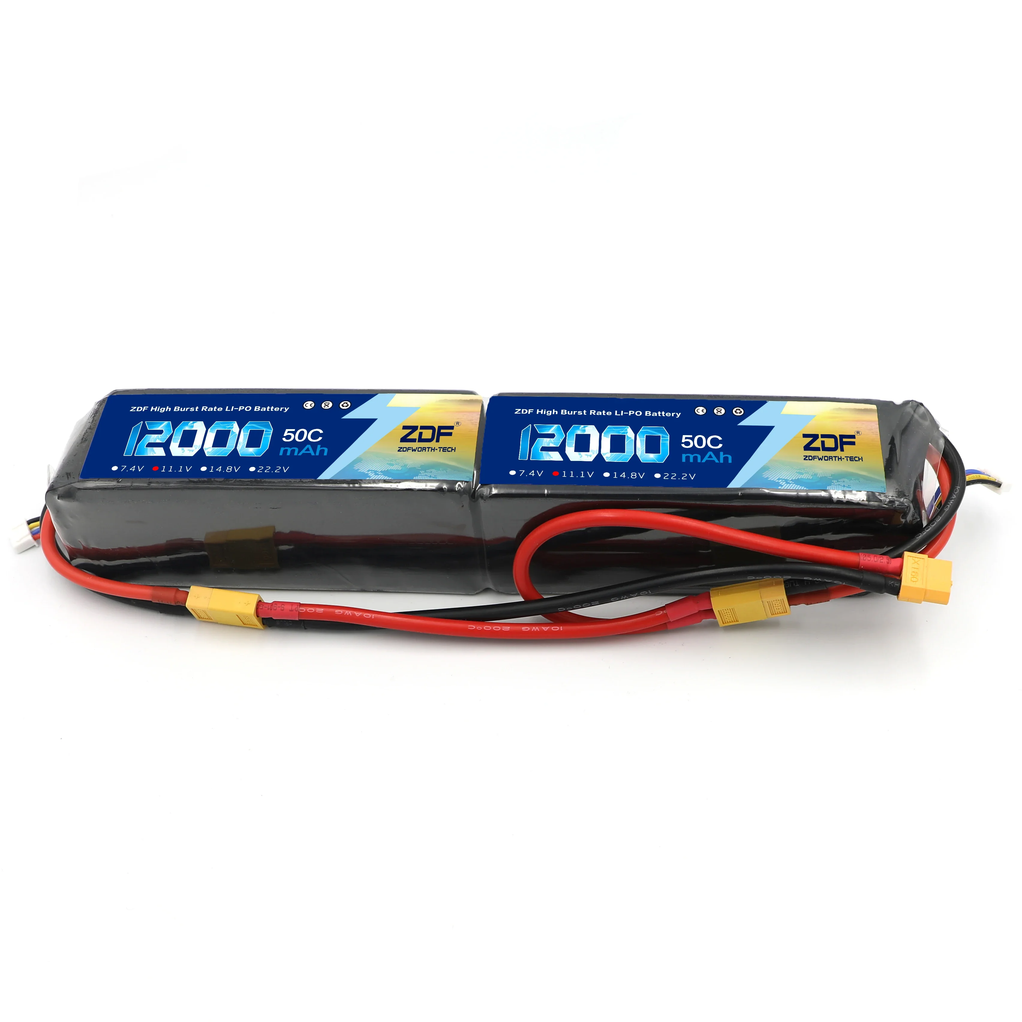 ZDF RC Lipo 6S แบตเตอรี่ 22.2V 12000mAh (2x3S 11.1v 6000mAh 50C) 50C Burst 100C สําหรับเฮลิคอปเตอร์ RC Drone Quadcopter 5.0 /5