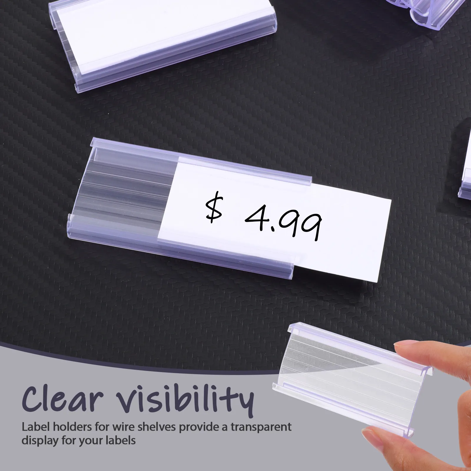 30Sets Wire Shelving Label Holders Clear Shelf Tags Retail Store Label Sleeves Paper Inserts Plastic Wire Rack Accessories