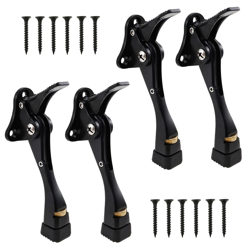 

4Pcs Kickdown Door Stoppers 4 Inch One Touchs Adjustable Height Door Stop For The Bottom Of Door, Door Stoppers