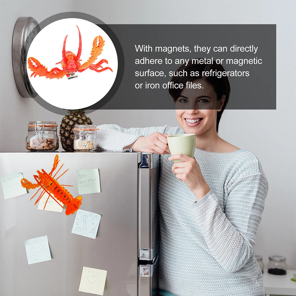 2pcs Refrigerator Magnet 3D Lobster Fridge Decor For Kitchen Office Whiteboard Magnetic Memo Clip Home Decorative Ornament