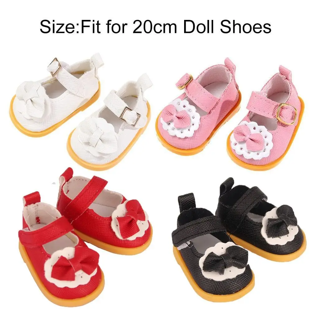 20cm For 1/12 Dolls PU Leather Shoes Cotton Doll Shoes Clothes Accessories Bow Tie Decoration Doll Fashion Princess Boots