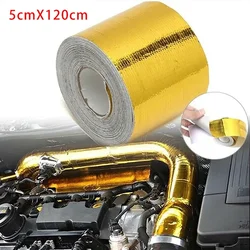 120 X 5cm Gold Motorcycles Exhaust Wrap Pipes Header Heat Insulation Rolling Tape Turbo Heat Cars Exhaust Thermal Wrap Tape