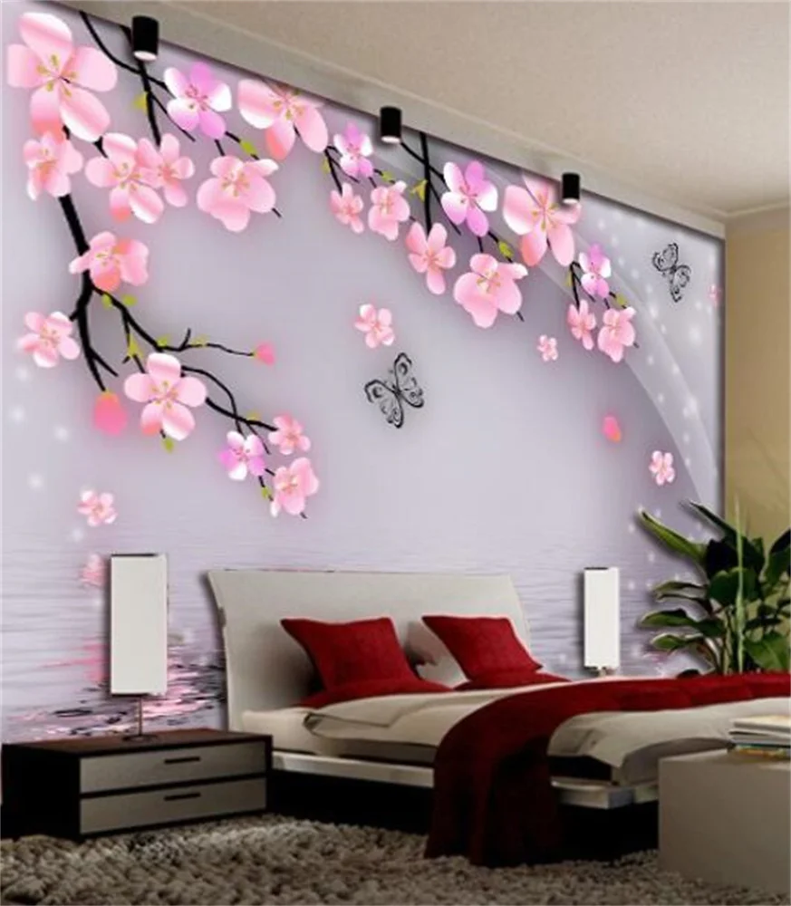 beibehang Tv background wall paper silk cloth 3d wallpaper mural Customize size murals papel de parede photo roll butterflies