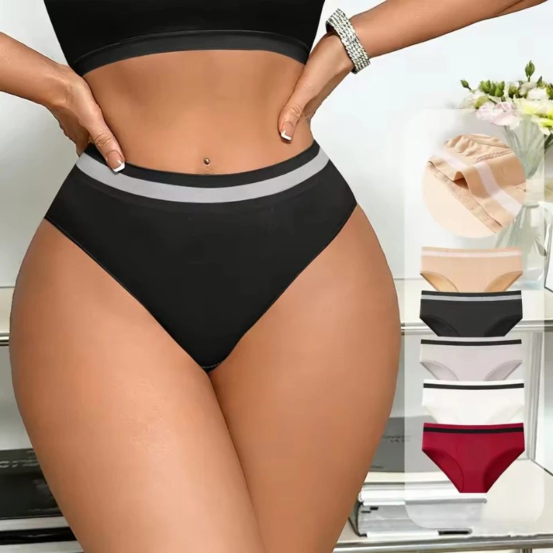 Women Sport Briefs High Waist Panties Comfort Solid Color Underwear Sexy Underpants Intimate Lingerie Soft Casual Briefs Panties