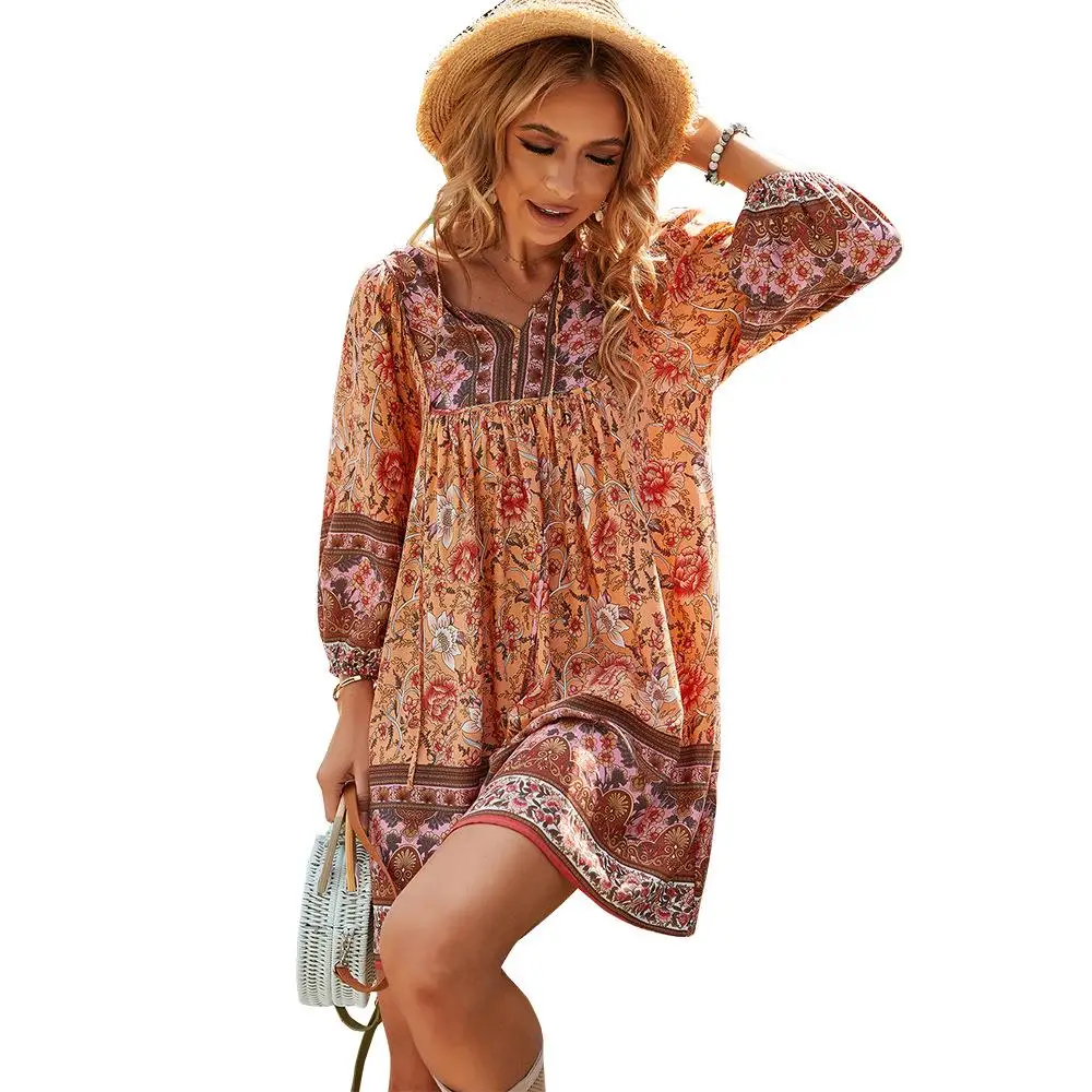 Été Vne Dr Vaion Sle femme taille haute Ele Long Sve t-acétate fibre Maxi Dr Ciwalk basique Sle