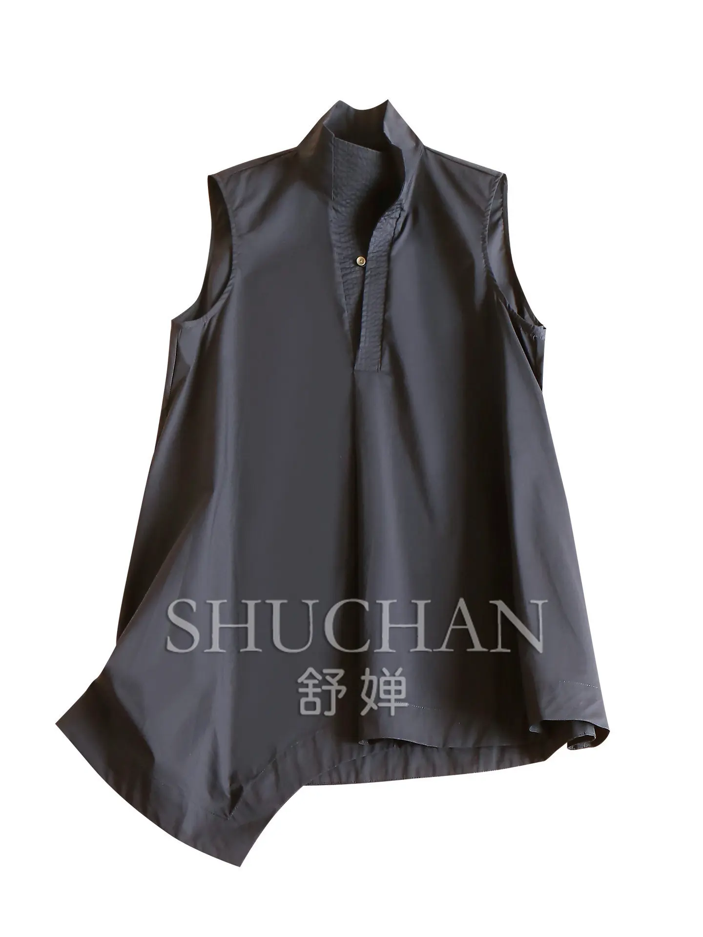 

Tank Top Irregular Lyocell Cotton Stand-up Collar Vest Shirt, Women's 38M0 Womens Tops Korean Fashion Clothing