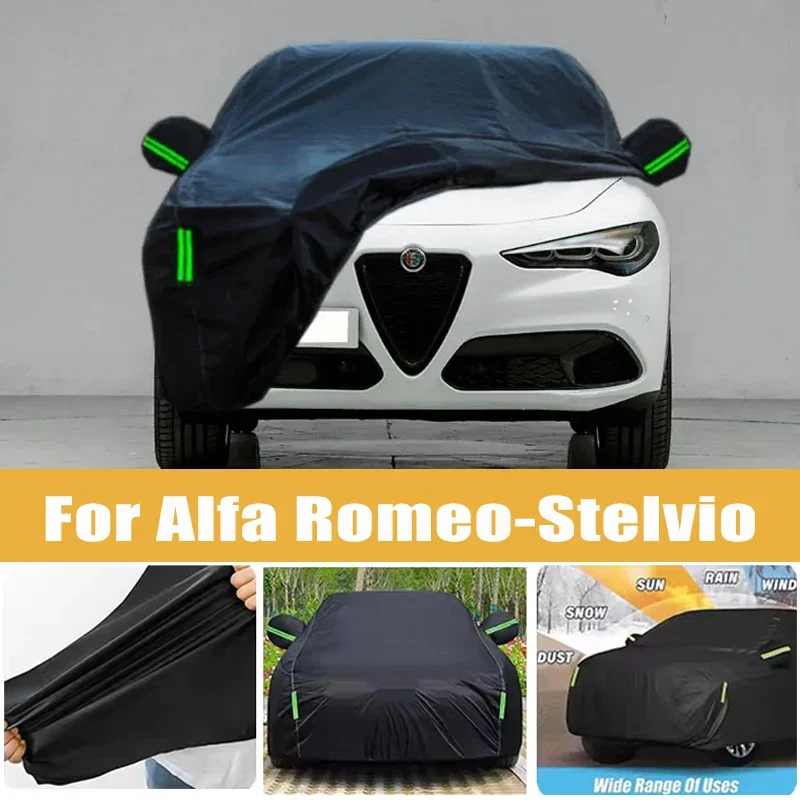 

For Alfa Romeo-Stelvio Full Car Cover Four Seasons Outdoor Sun Anti UV Rain Snow Dust Protection Oxford Cloth Accessories