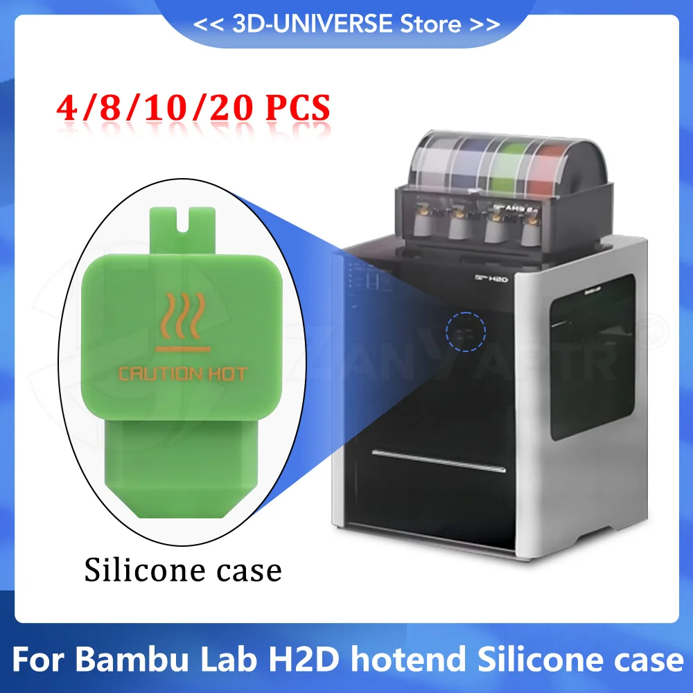 

Для Bambu Lab H2D новые зеленые силиконовые носки, комплект нагревательных блоков Hotend, защитный рукав для аксессуаров для 3D-принтеров