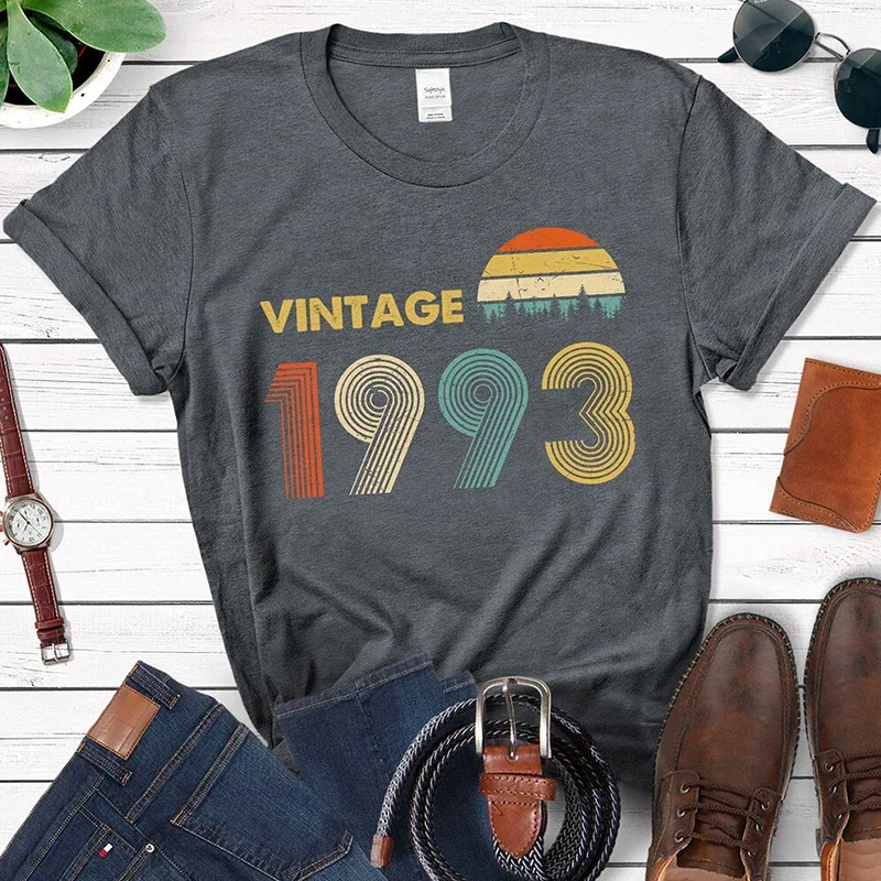 Vintage 1993 Sunset Hiking Outside Ladies T Shirts 31th 31 Years Old Birthday Party Women Clothes  Fashion Top Retro Tshirt