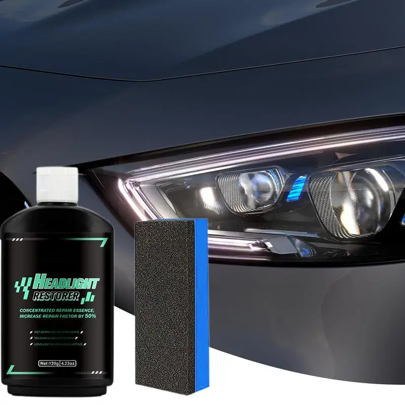 Auto Headlight Lens Restorer Instant Renewal 120g Headlight Cleaner RestorerWith Sponge Auto Headlight Repair Polish Cleaner