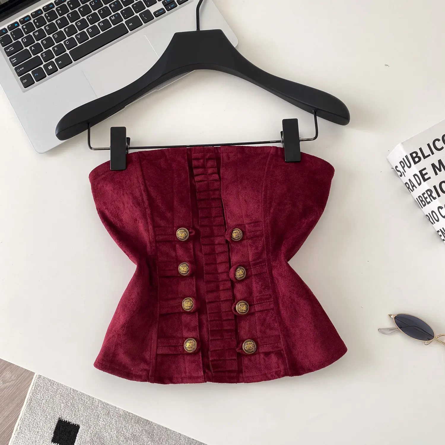 Vintage Ruched Tube Top Corset Bustier Camis Sexy Fashion Tank Top  Slim Crop Top Summer Women Party Outerwear