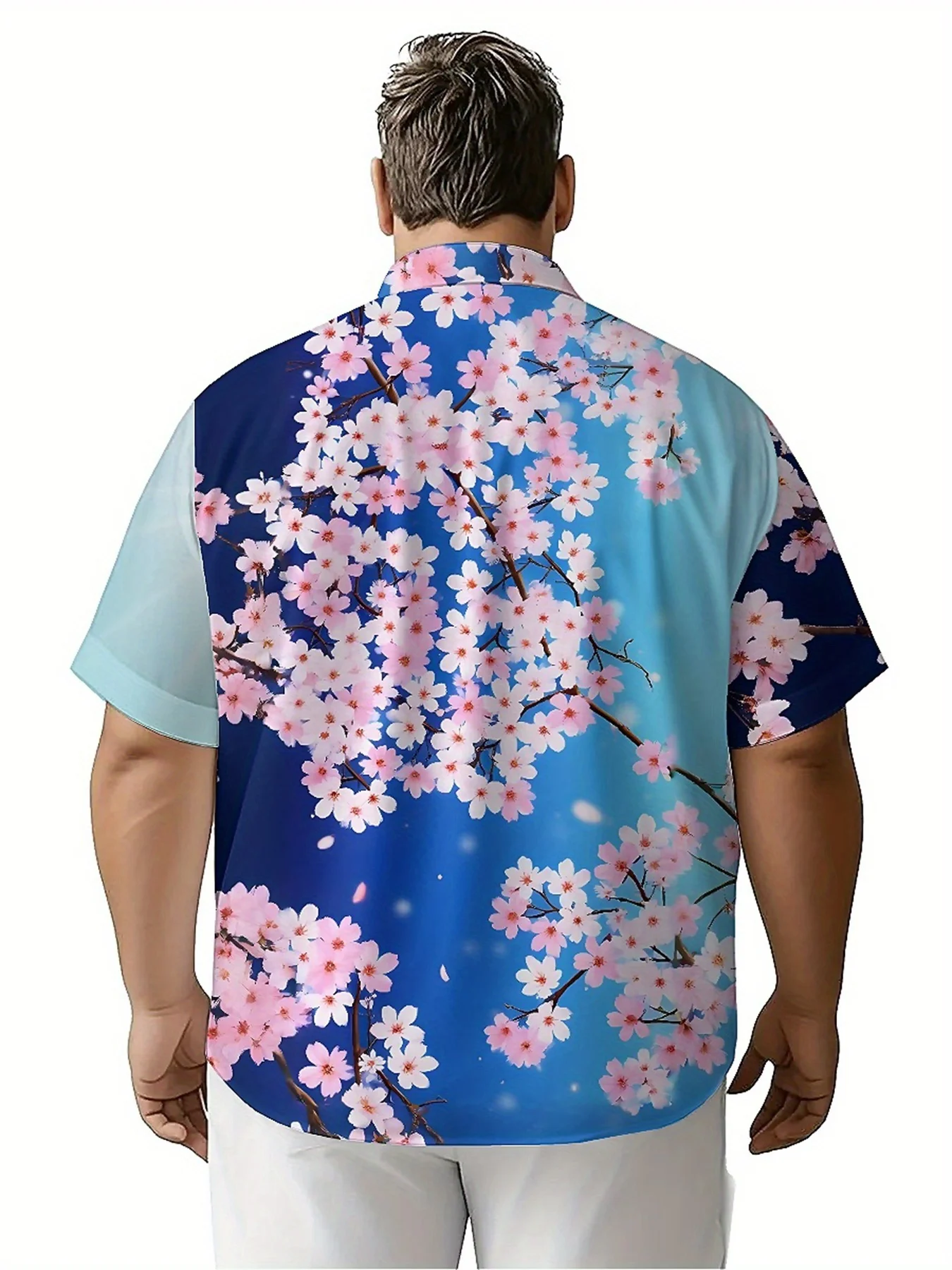 Męskie koszule hawajskie plus size z wzorem kwiatów wiśni, unisex koszule Aloha, nowe letnie topy, streetwear