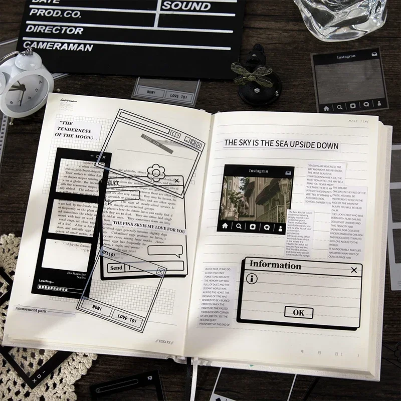 20pcs/pack Film Frame Stickers Waterproof PET Collage Junk Journal DIY Scrapbooking Background Decor Stickers