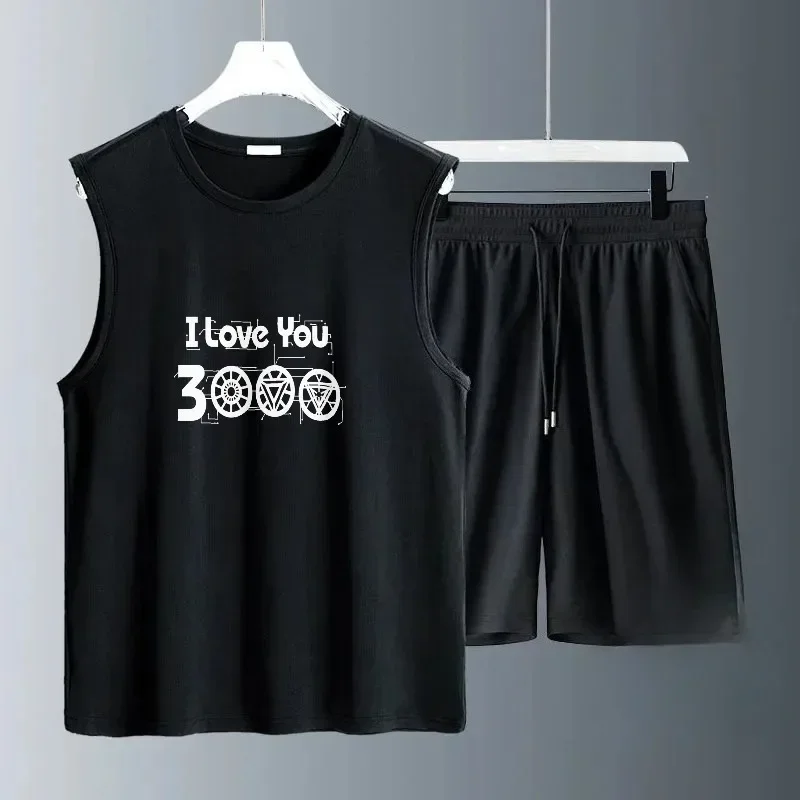 

Летние мужские комплекты 2024, тонкая дышащая повседневная футболка + шорты для бега, комплект из двух предметов, модный свободный спортивный костюм для баскетбола для спортзала