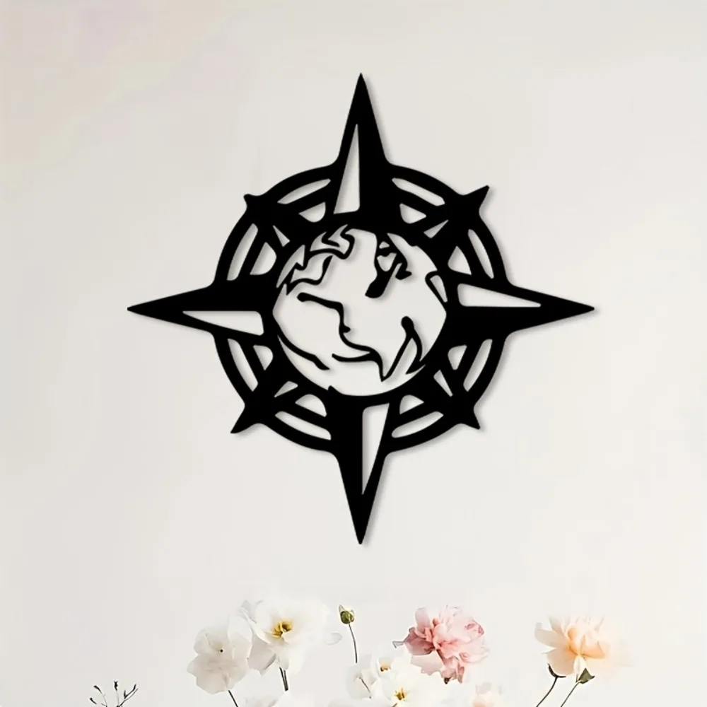 1pc Vintage Compass Metal Wall Art, Nautical Statue Mural for Living Room, Indoor/Outdoor Home Decor, Ideal Gift