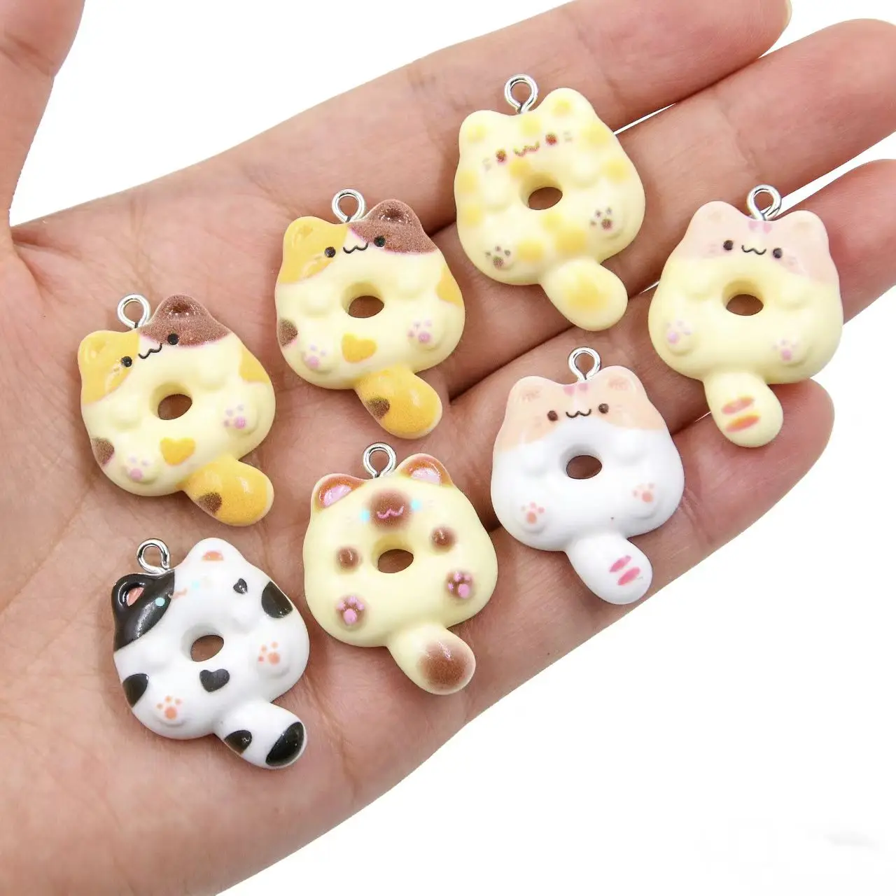 10Pcs/Lot 6 Color 21X29mm Cartoon Resin Charms Animal Cat Pendant Diy Findings 3D Keychain Bracelets Earrings For Jewelry Making