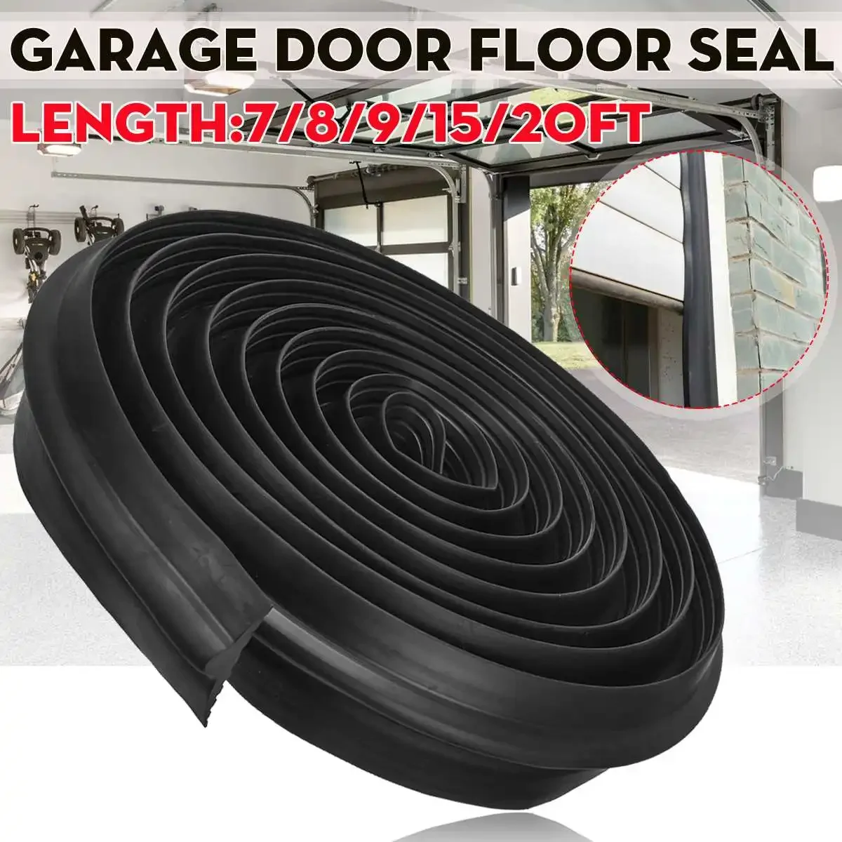 7/8/9/15/20ft Garage Door Bottom Weather Stripping Rubber Seal Strip Dust-proof Door Bottom Seal 85x18mm