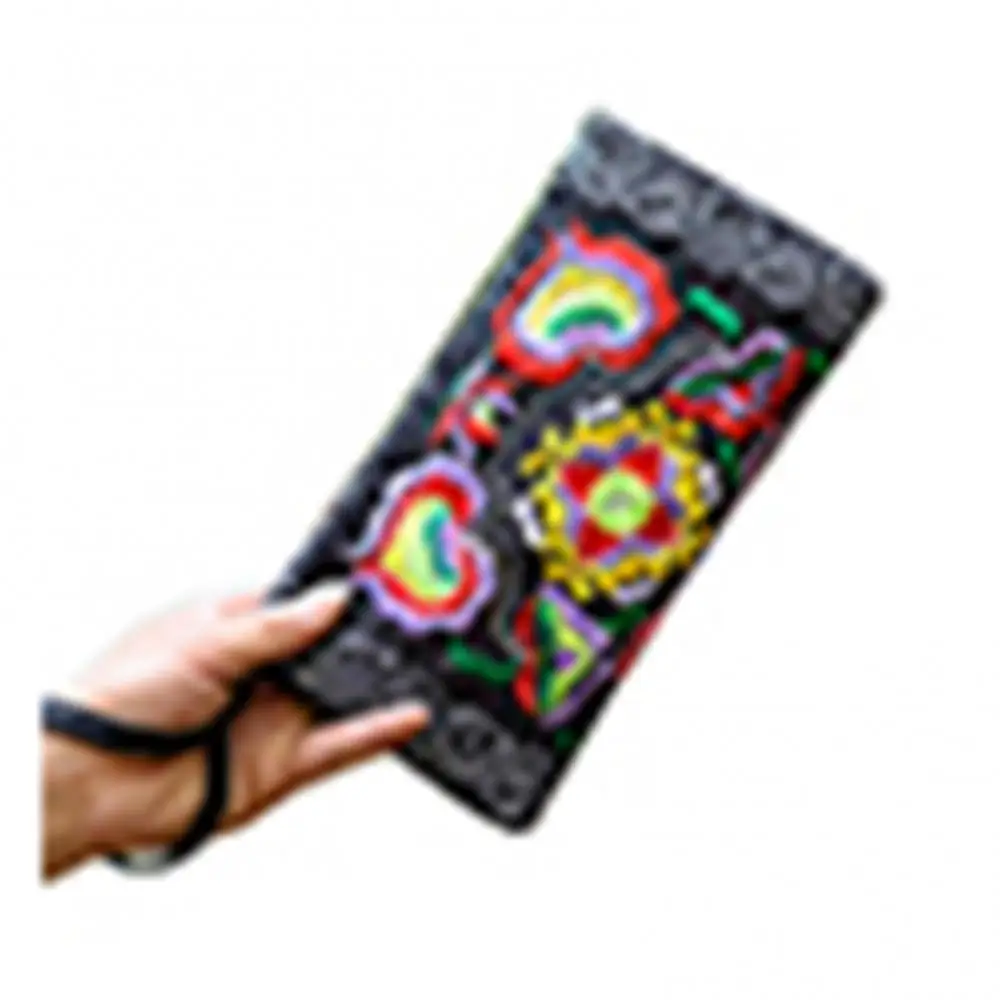 Women Clutch Bag Money cash Holder phone storage case Ethnic Handmade Embroidered Wristlet Handbag Zipper Purse Long Wallet