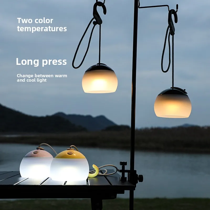 ShinyYing Silicone Camping Lamp, USB-C Rechargeable Hanging Tent Light with 3 Brightness, Dual Color Home Garden