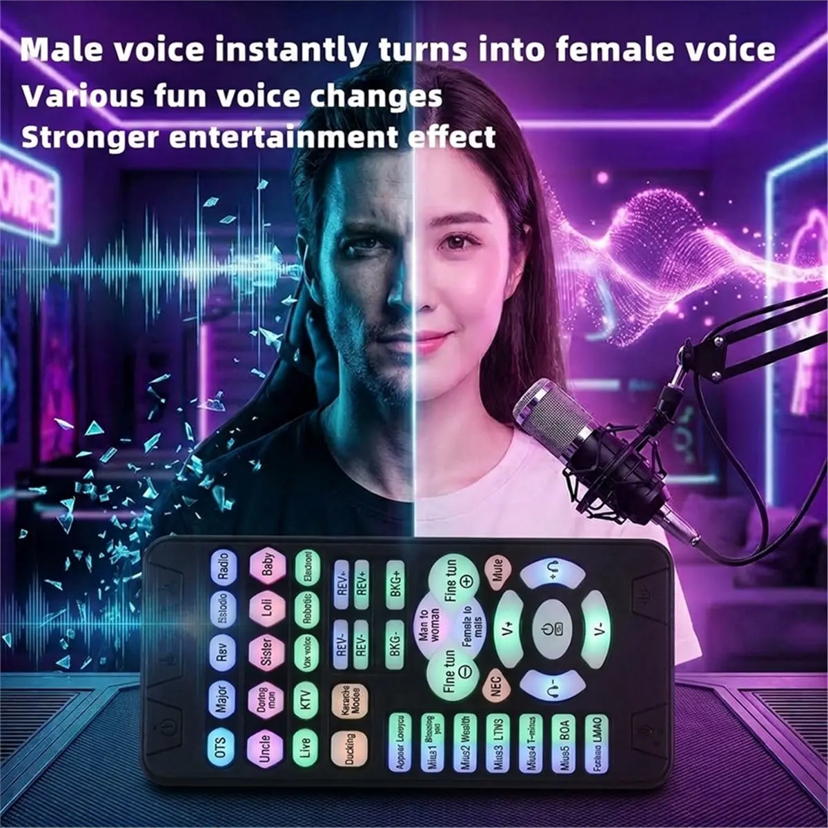 Handheld Voice Changer Portable Voice Sound Card Devices with Multiple Audio Effects Universal Voice Changer