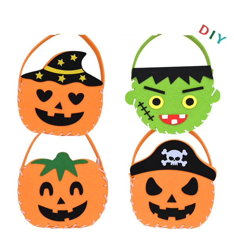 Desenhos animados diy halloween doces saco artesanato brinquedos para crianças jardim de infância arte e artesanato abóbora saco de açúcar eeducation brinquedo presente