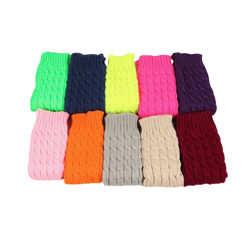 Women\'s Winter Warm Acrylic Cable Knit Leg Warmers 40cm Length Neon Colored Boot Cuffs for Fashion And Protection