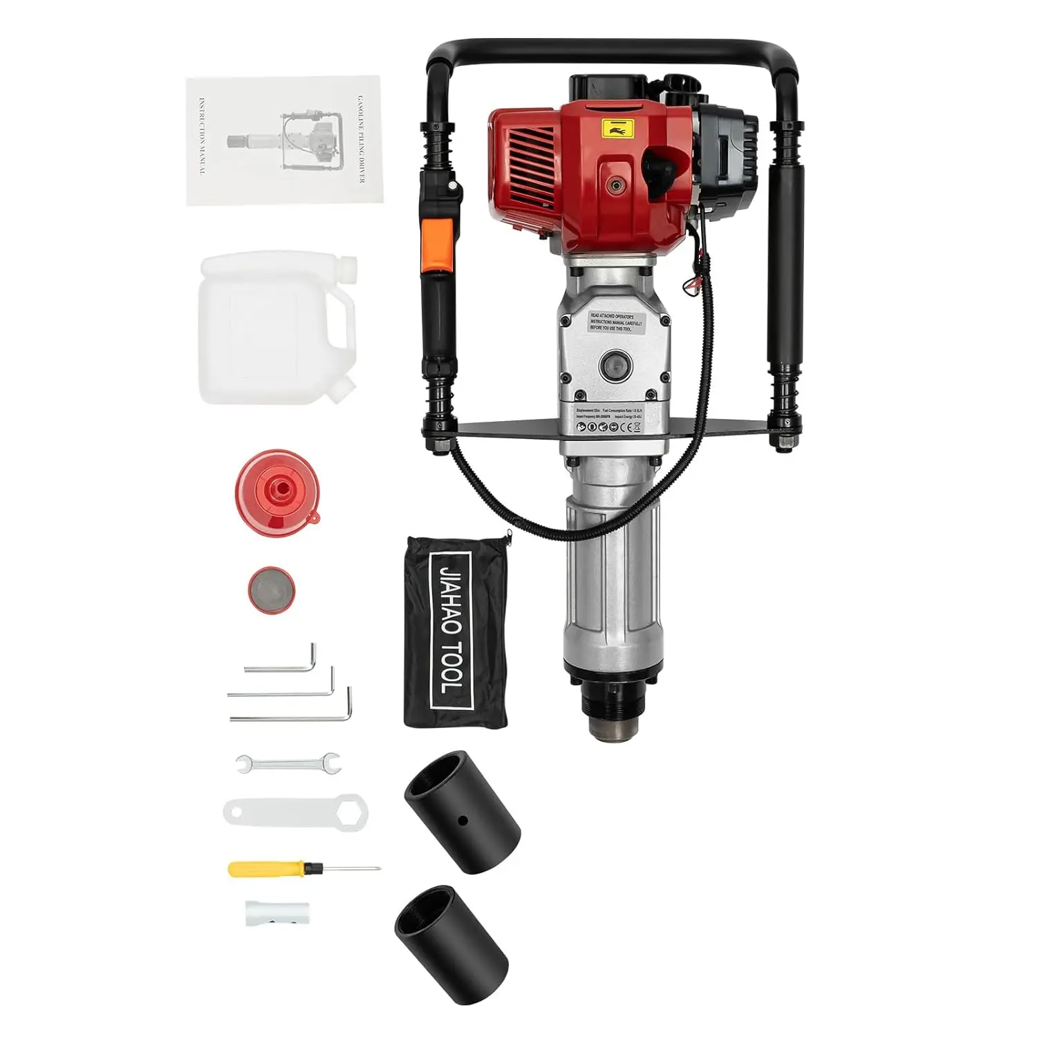 

Двухтактный бензиновый сваебойный молот 52 куб. см, 1900 Вт, 6500 об/мин, для тяжелых работ, для забивания Т-образных стойков и ограждений, с возможностью индивидуальной настройки