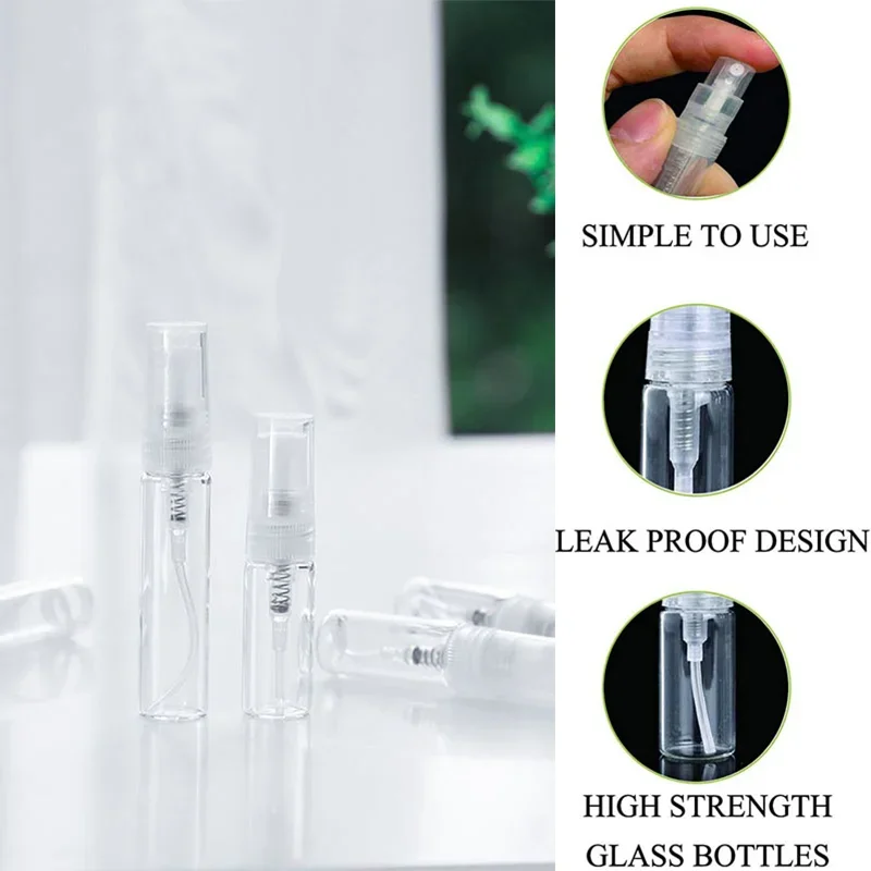 10pcs 2ml 3ml 5ml 7ml 10ml Clear Glass Perfume Bottles Empty Travel Fragrance Scent Sample Spray Containers Cosmetics Atomizer