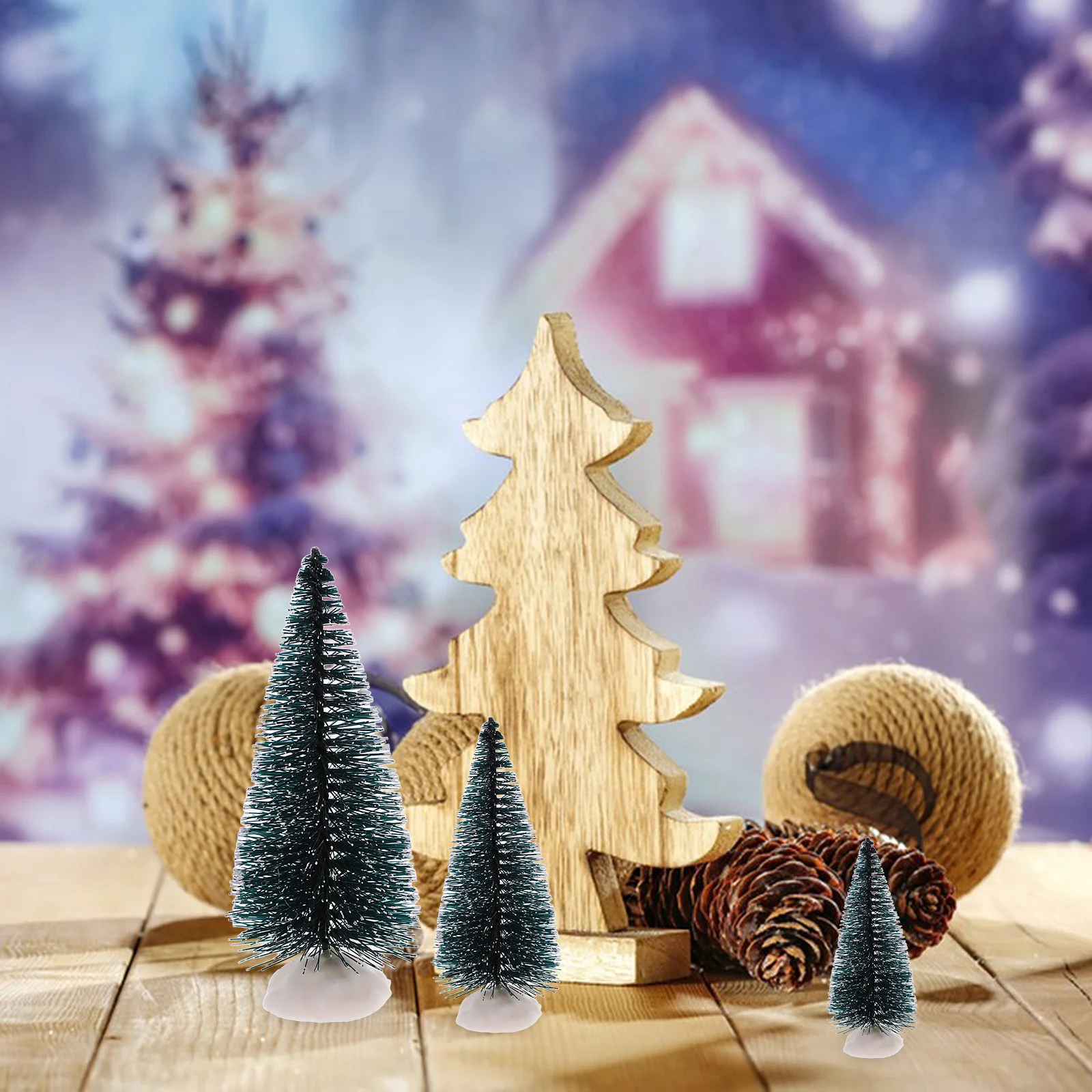 

10 Pcs Mini Christmas Tree Ornaments Artificial Xmas Trees Desktop Decorations 5 Sizes 10 Trees Bag Matte Green White Base Xmas
