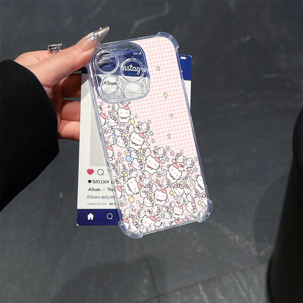 Sanrio funda de teléfono suave para IPhone 14 IPhone 16/15/14/13/12/11/x/xs/xs Max fundas de teléfono móvil para mujer Sanrio KT accesorio de moda