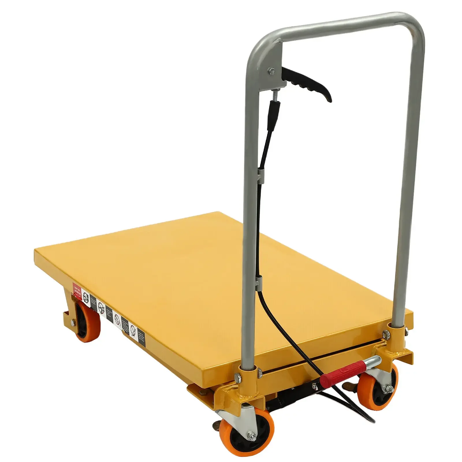 ​ ​ 500LBS capaciteit hydraulische schaarheftafelwagen handmatige enkele schaar 30,5 inch hefhoogte met 4 PU-wielen en remmen ​ ​