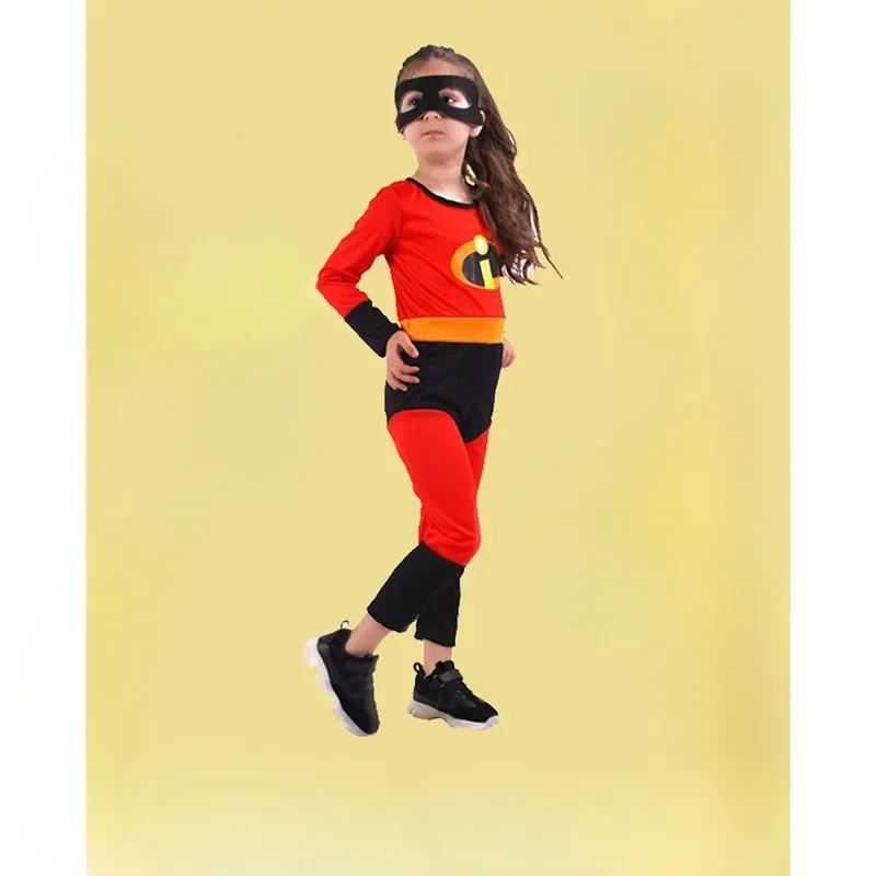 Kid Halloween Costumes Anime Girl Mr Incredible 2 Cosplay Costume Boy Superhero Fancy Dress Up Children Red Jumpsuit with Mask